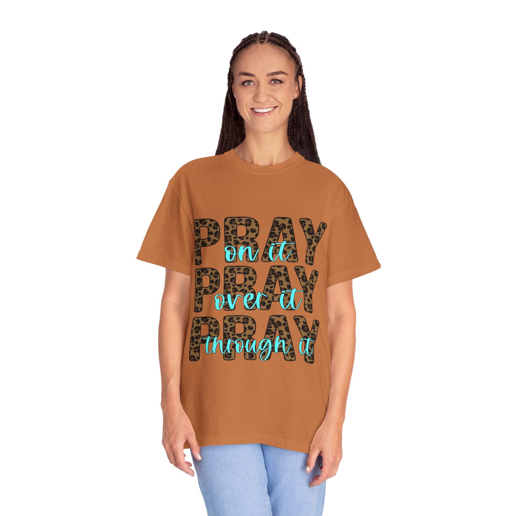 Prayer Leopard Print T‑Shirt — "Pray, Pray, Pray" Inspirational Graphic Tee