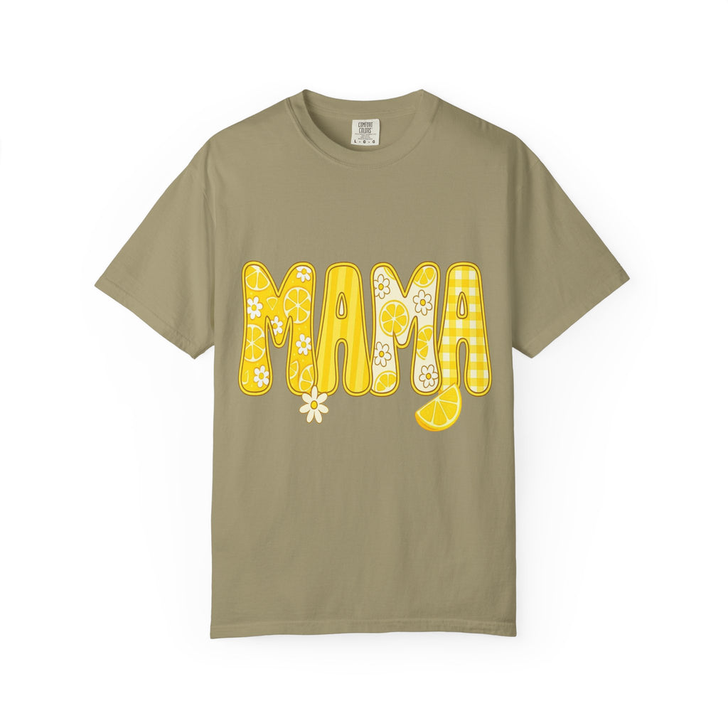 Mama Floral Lemon T-Shirt — Retro Yellow 'MAMA' Graphic Tee for Moms