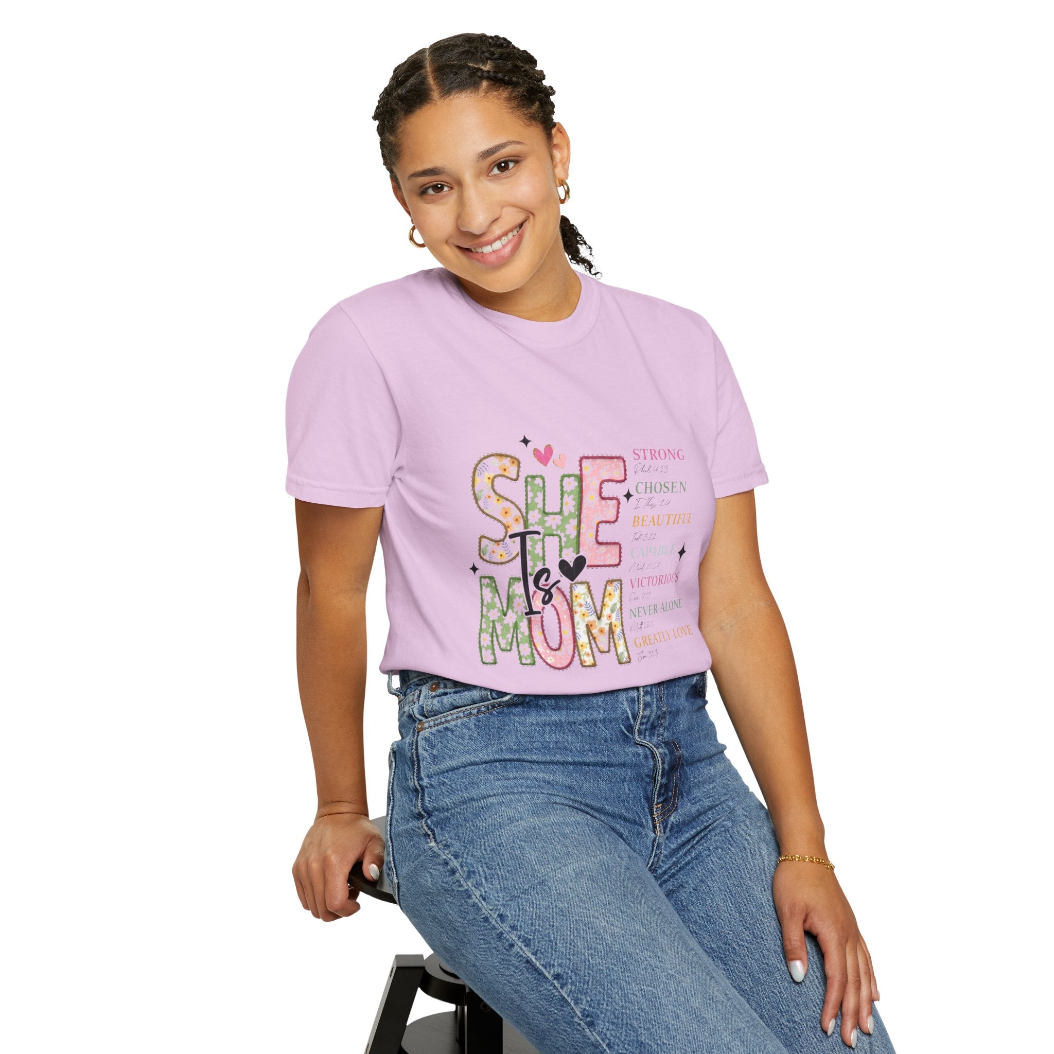 She Is Mom Floral Graphic T-Shirt — Inspirational Mother’s Day Tee