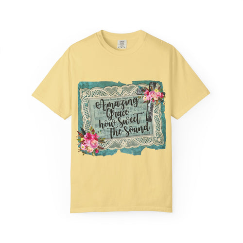 Amazing Grace Floral T-Shirt — 'Amazing Grace How Sweet the Sound' Vintage Christian Tee