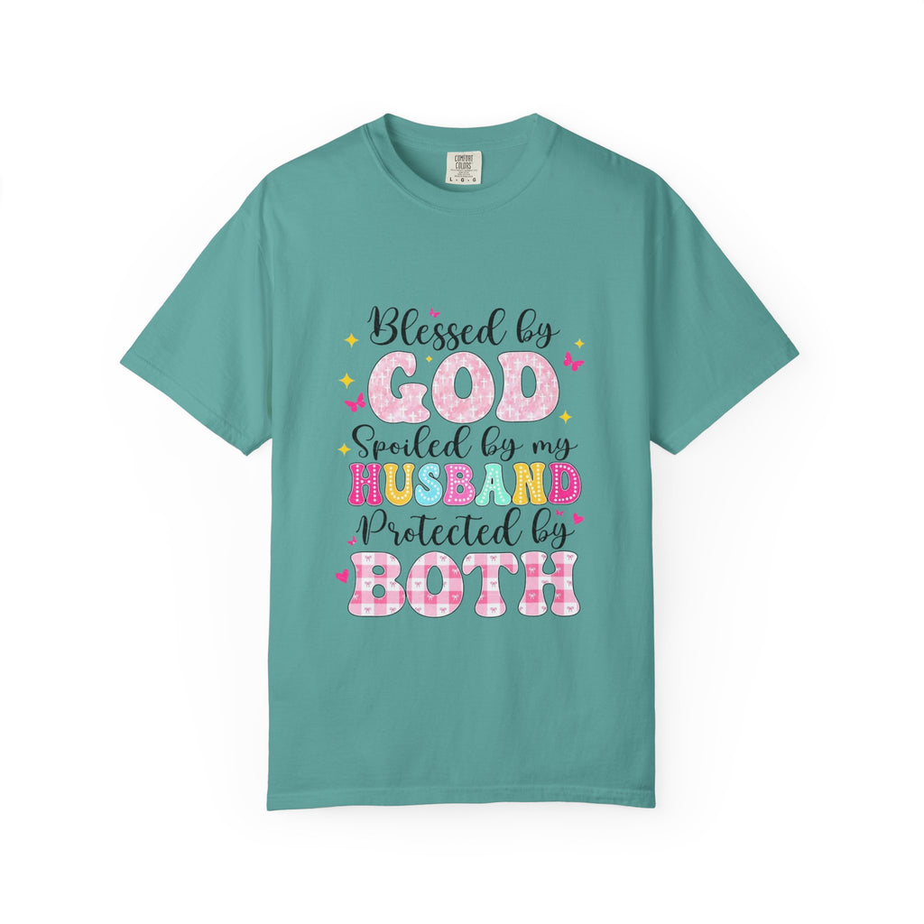 Blessed by God, Spoiled & Protected by Husband — Christian Couple T-Shirt
