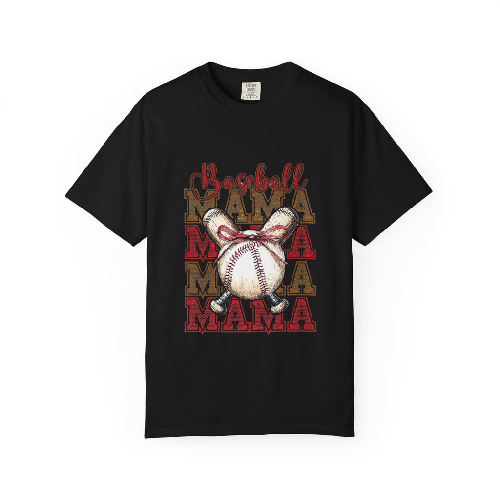 Baseball Mama T-Shirt — Cute Bow Baseball Mom Tee for Game Day