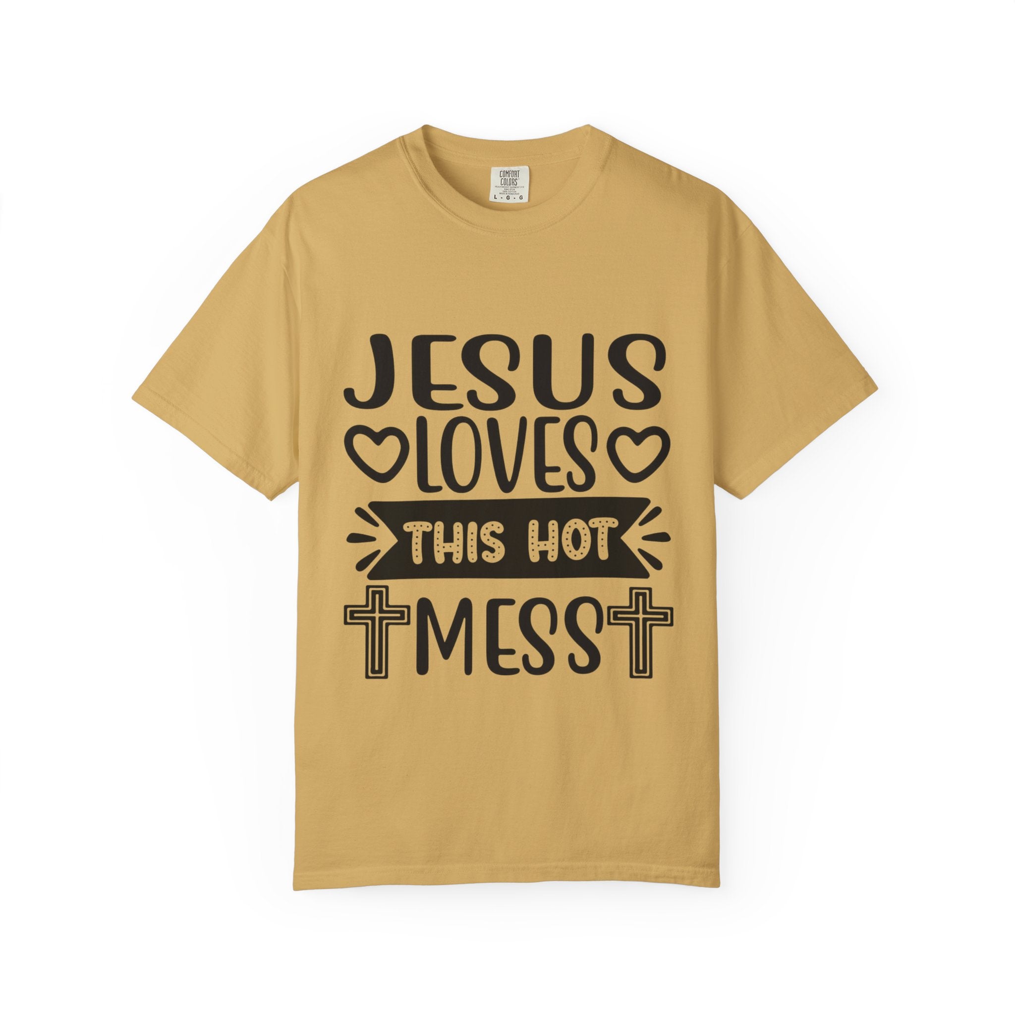 Jesus Loves This Hot Mess T-Shirt - Christian Faith Graphic Tee