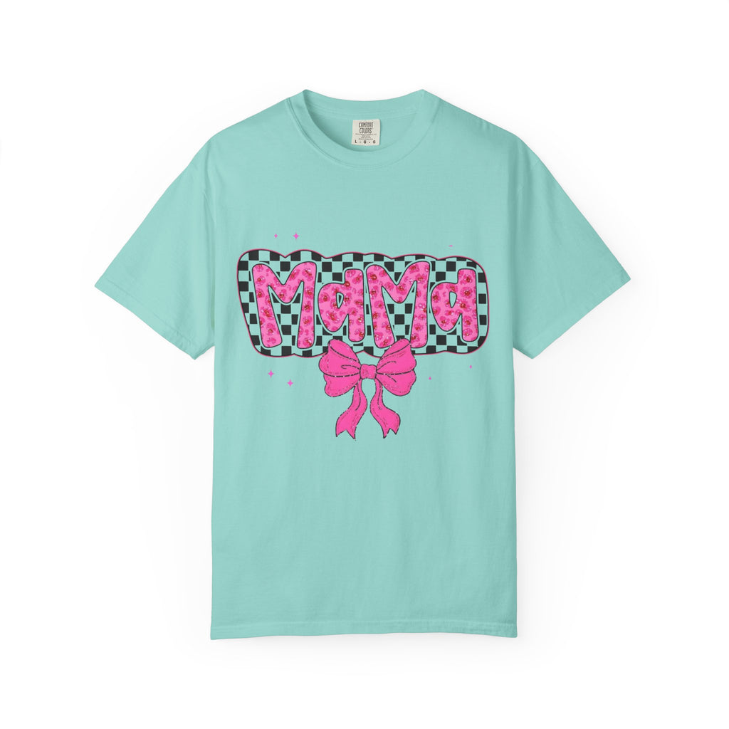 Mama Leopard Check Pink Bow T-Shirt
