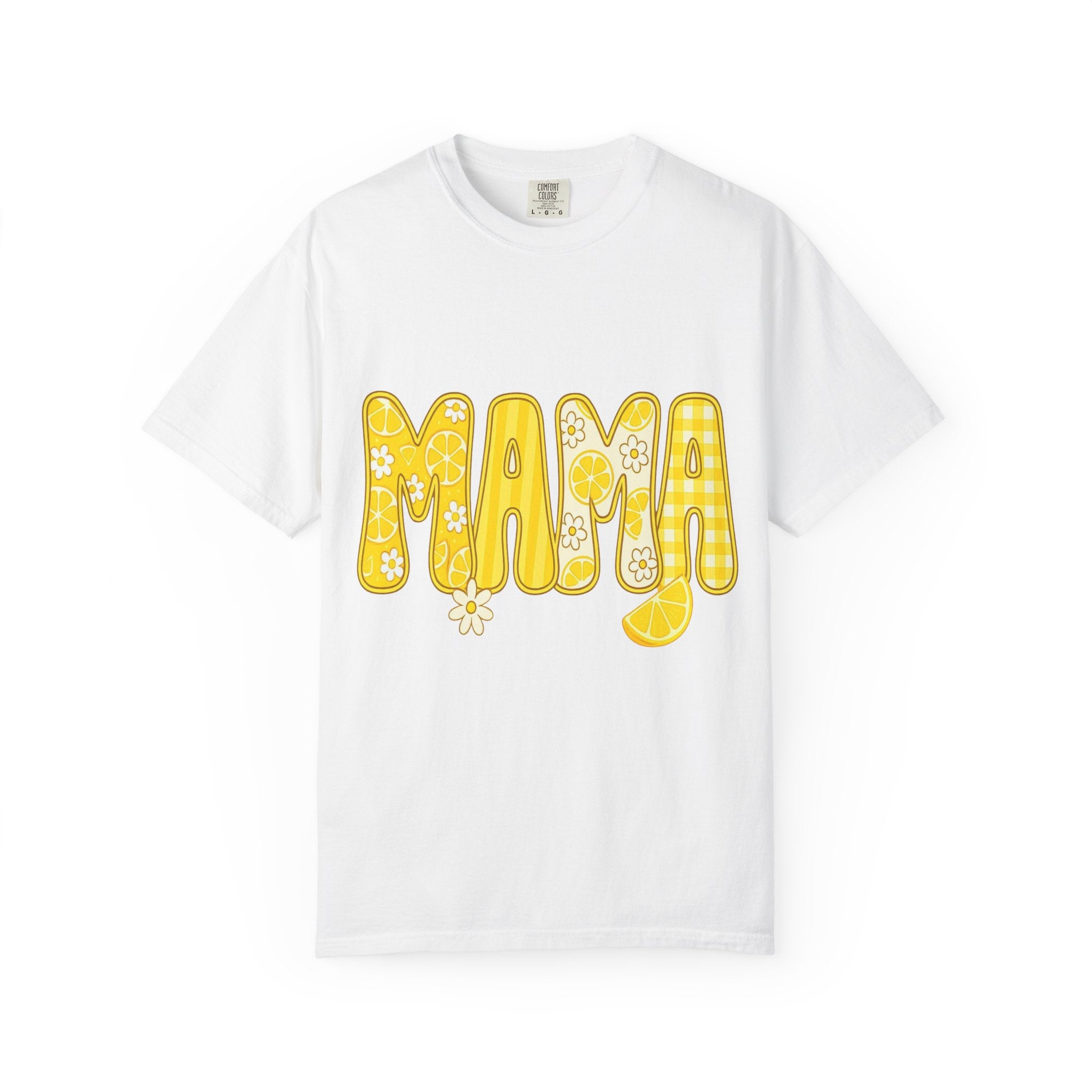 Mama Floral Lemon T-Shirt — Retro Yellow 'MAMA' Graphic Tee for Moms