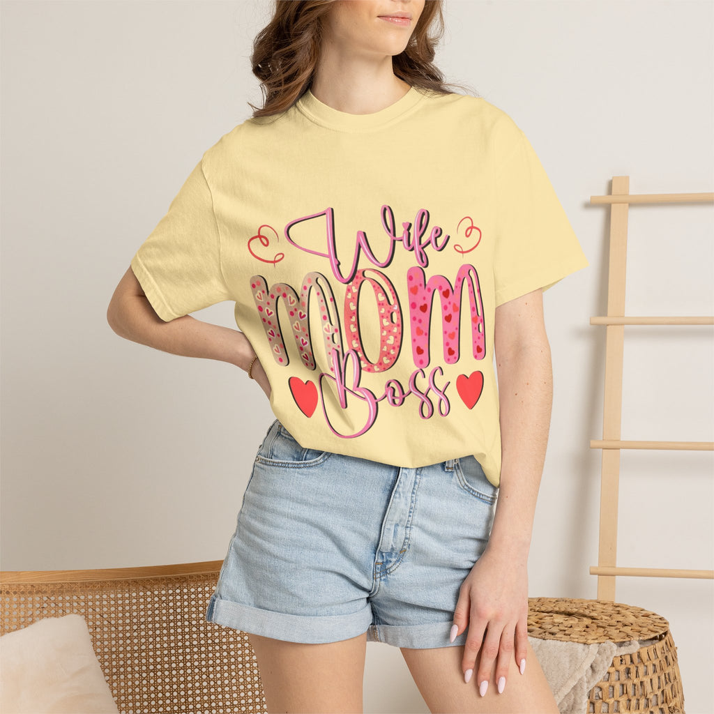 Wife Mom Boss T-Shirt — Cute Pink Heart Mother's Day Tee