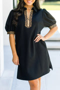 Leopard Patchwork Quarter Zip Mini Dress RTS