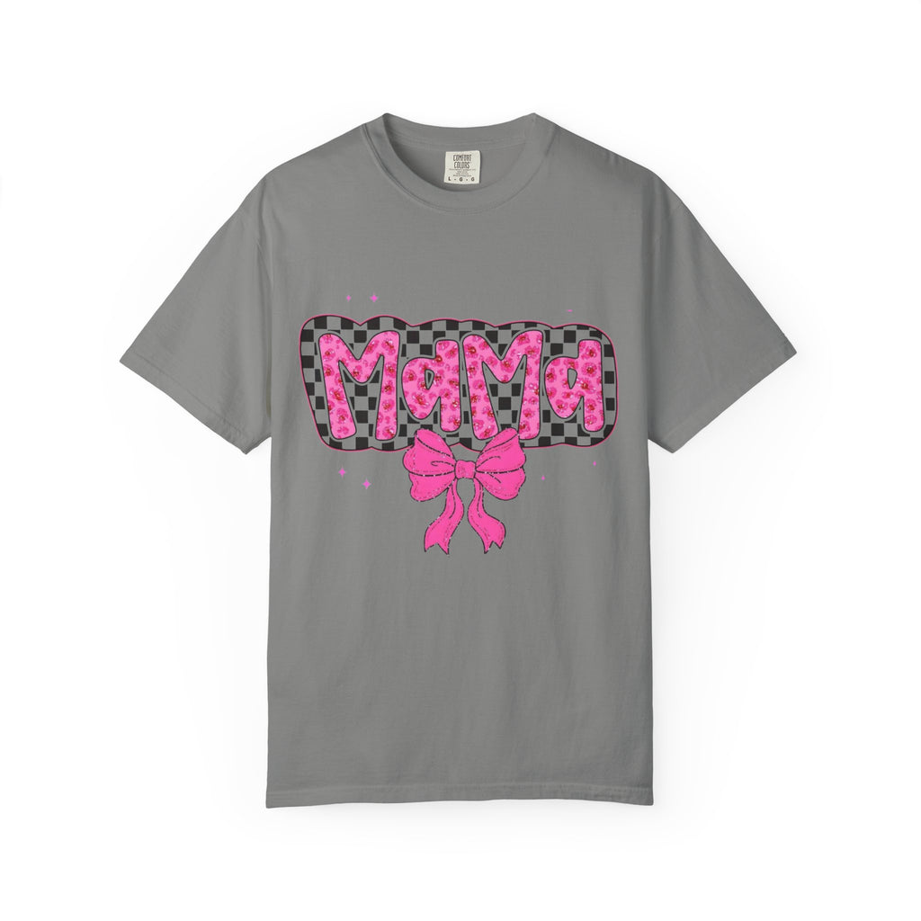 Mama Leopard Check Pink Bow T-Shirt