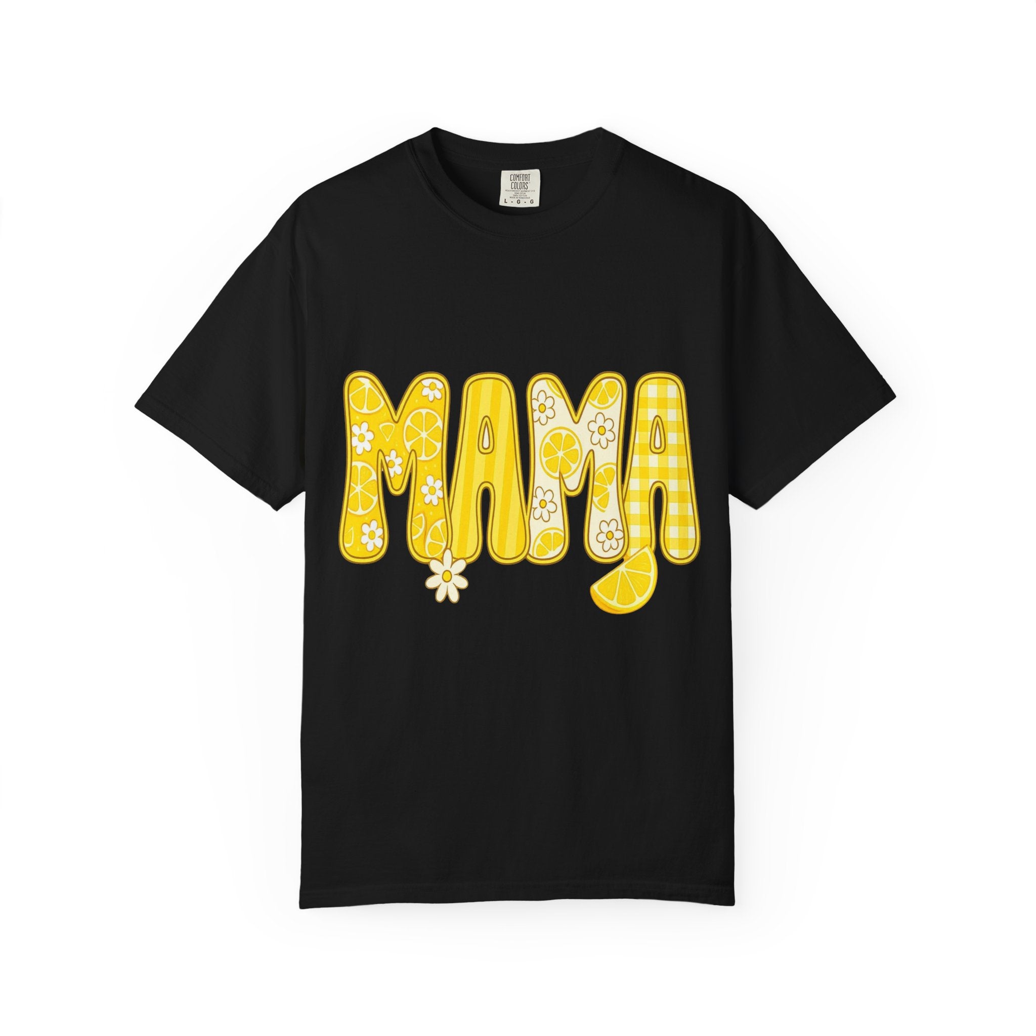Mama Floral Lemon T-Shirt — Retro Yellow 'MAMA' Graphic Tee for Moms