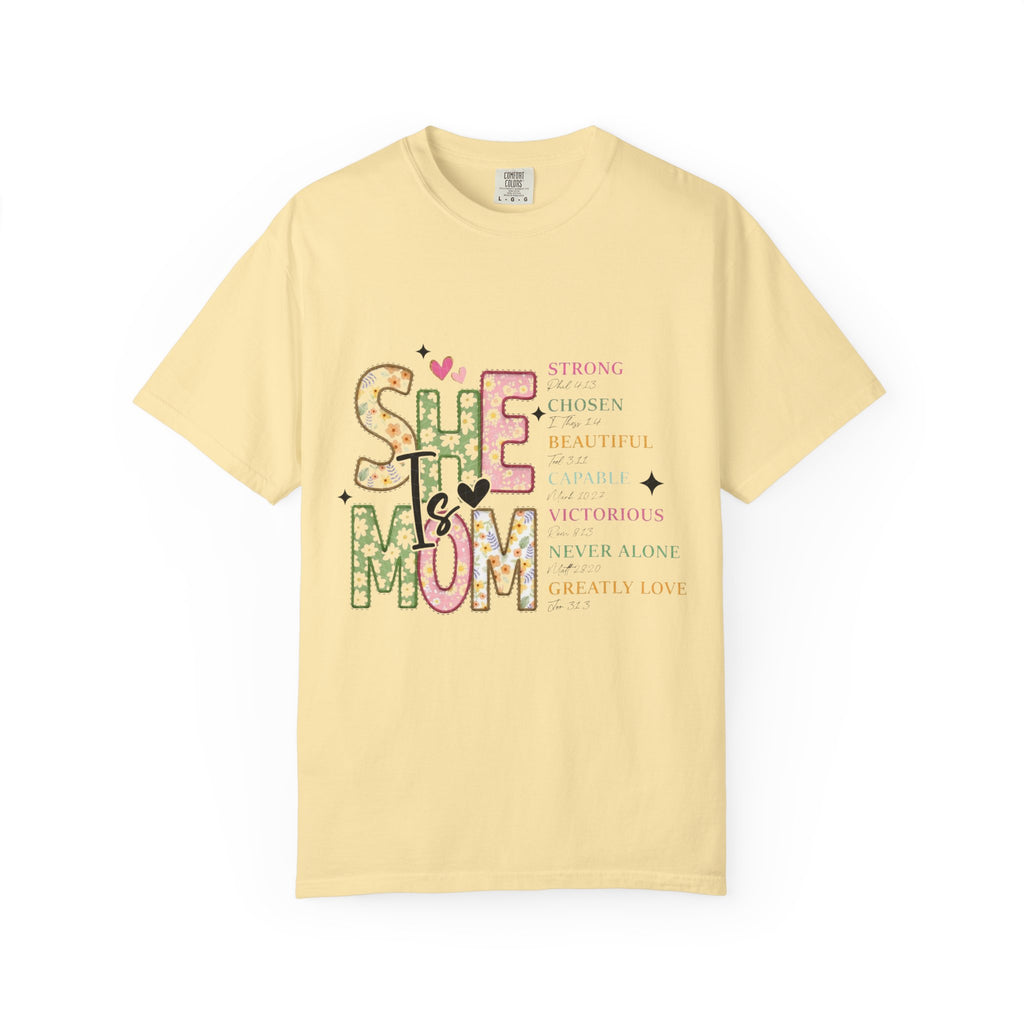 She Is Mom Floral Graphic T-Shirt — Inspirational Mother’s Day Tee