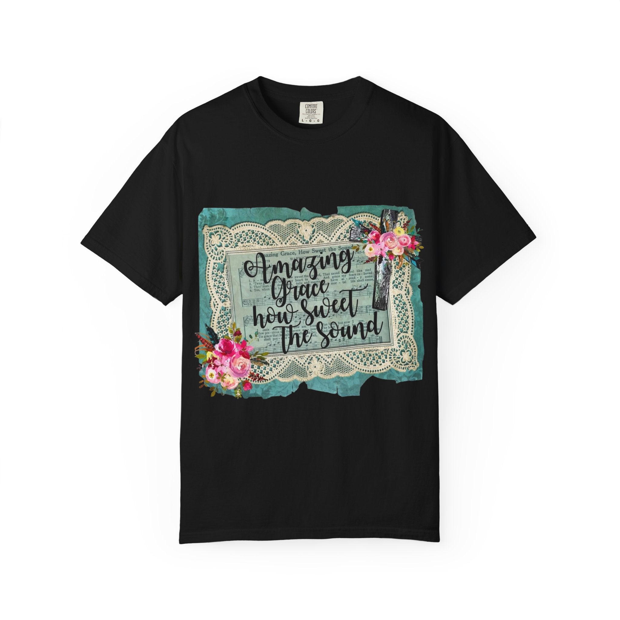 Amazing Grace Floral T-Shirt — 'Amazing Grace How Sweet the Sound' Vintage Christian Tee