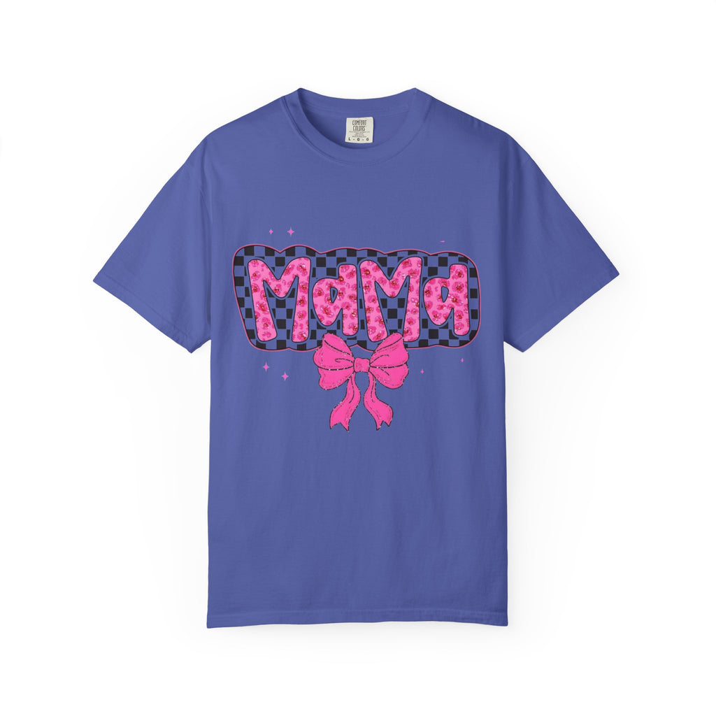 Mama Leopard Check Pink Bow T-Shirt