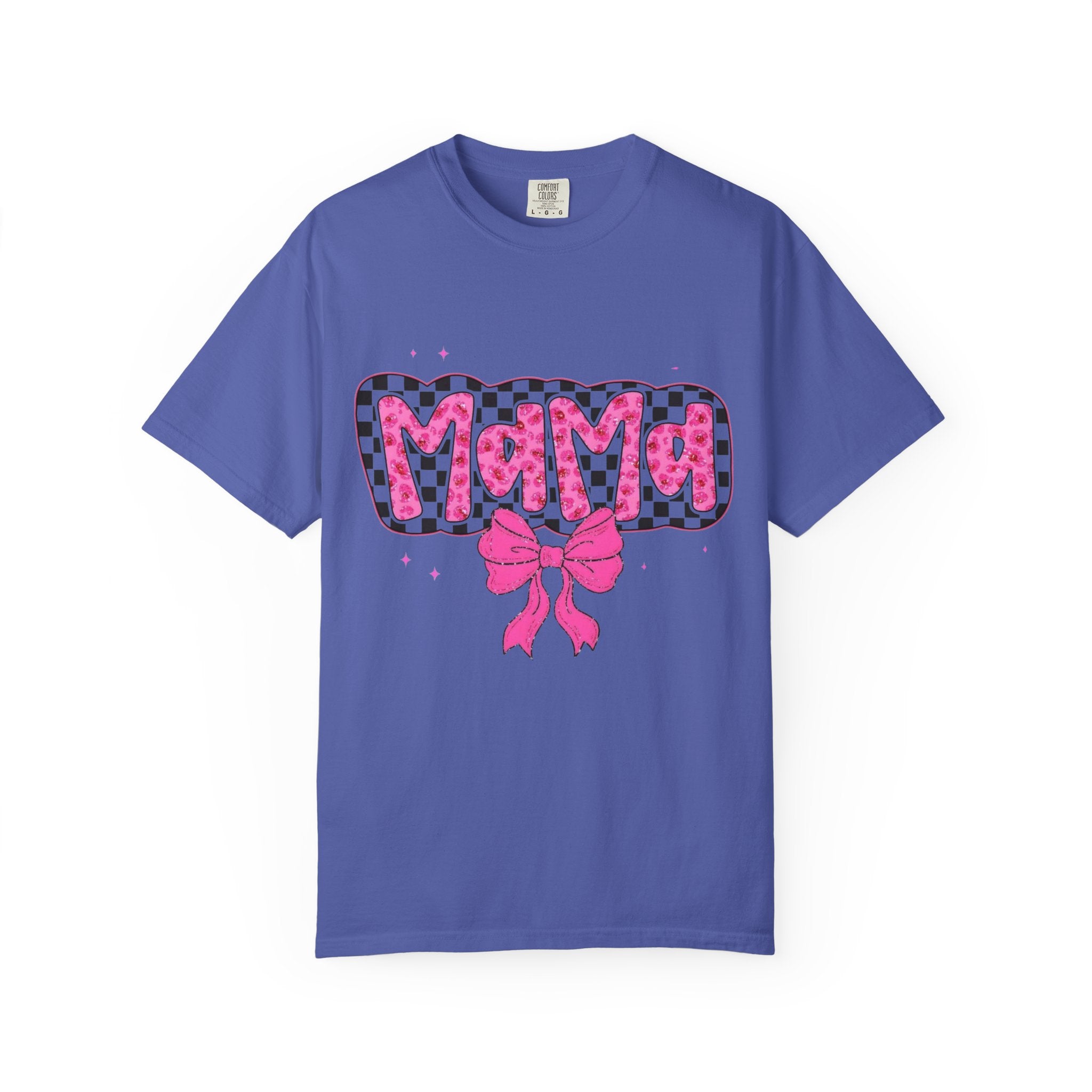 Mama Leopard Check Pink Bow T-Shirt
