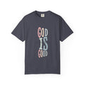 God Is Good T-Shirt — Faith-Inspired Christian Tee (Vertical Pastel Lettering)