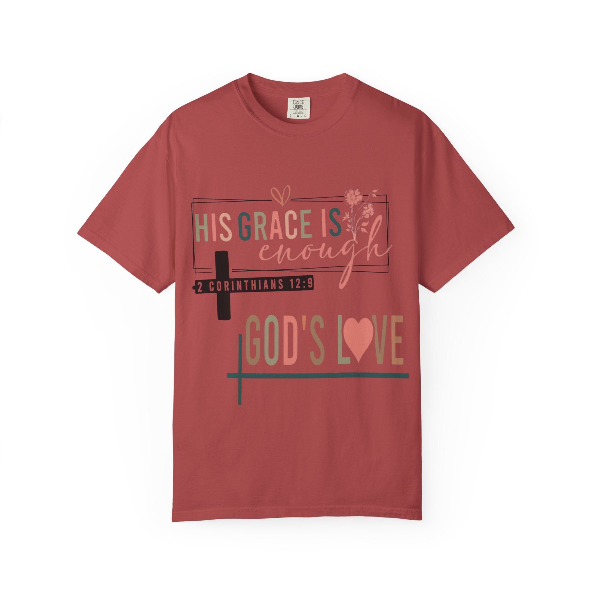 Faith T-Shirt — "His Grace Is Enough" Christian Scripture Tee (2 Corinthians 12:9)