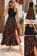 Black Floral Ruffle Dress RTS