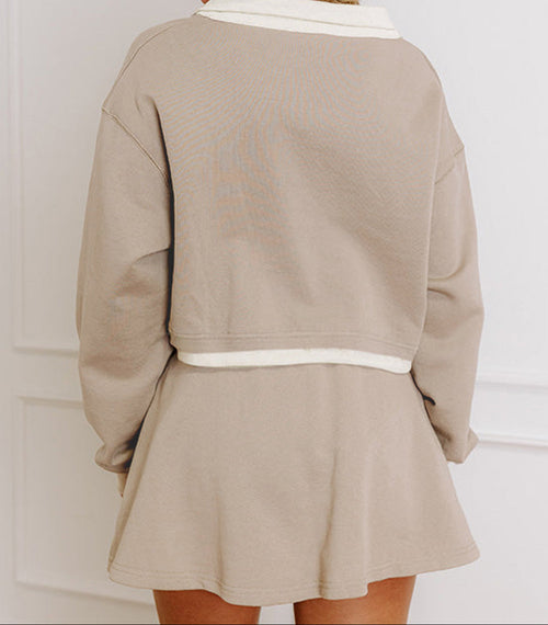 Beige Raw Edge Skirt Set RTS