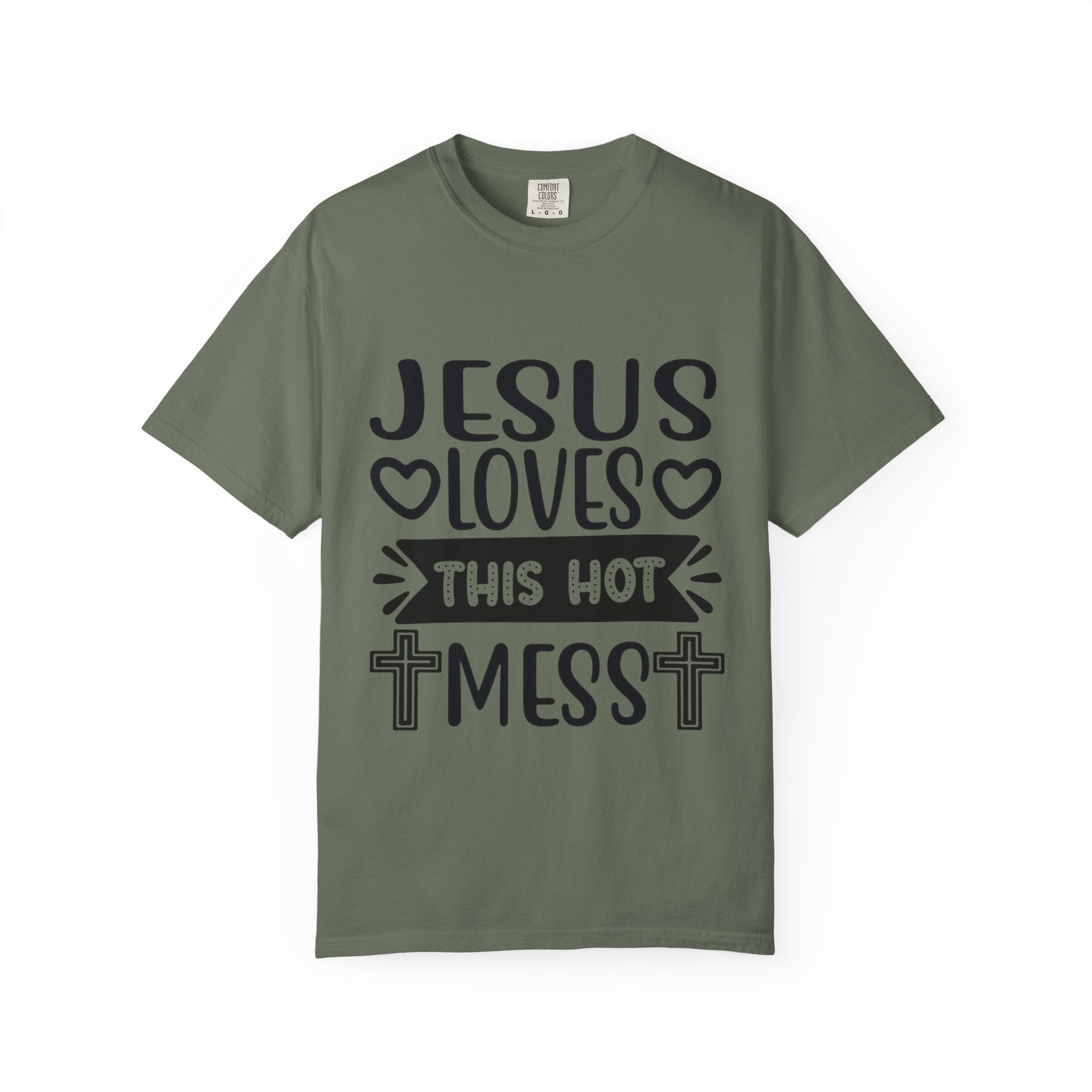 Jesus Loves This Hot Mess T-Shirt - Christian Faith Graphic Tee