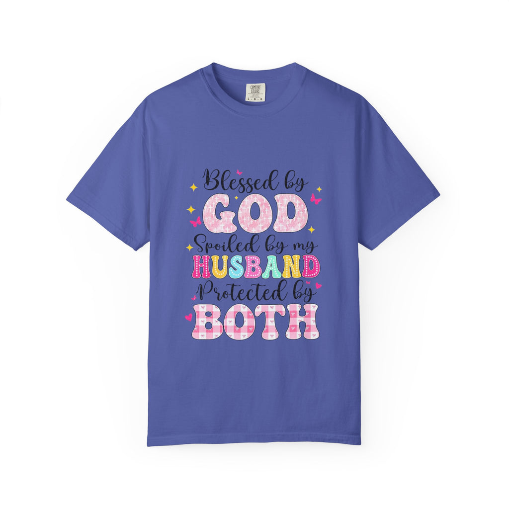 Blessed by God, Spoiled & Protected by Husband — Christian Couple T-Shirt