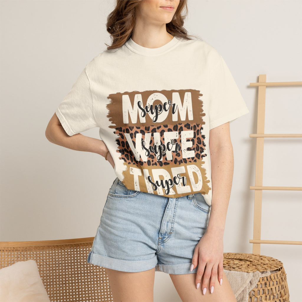 Mom Vibes T-Shirt — Super Tired Leopard Graphic Tee