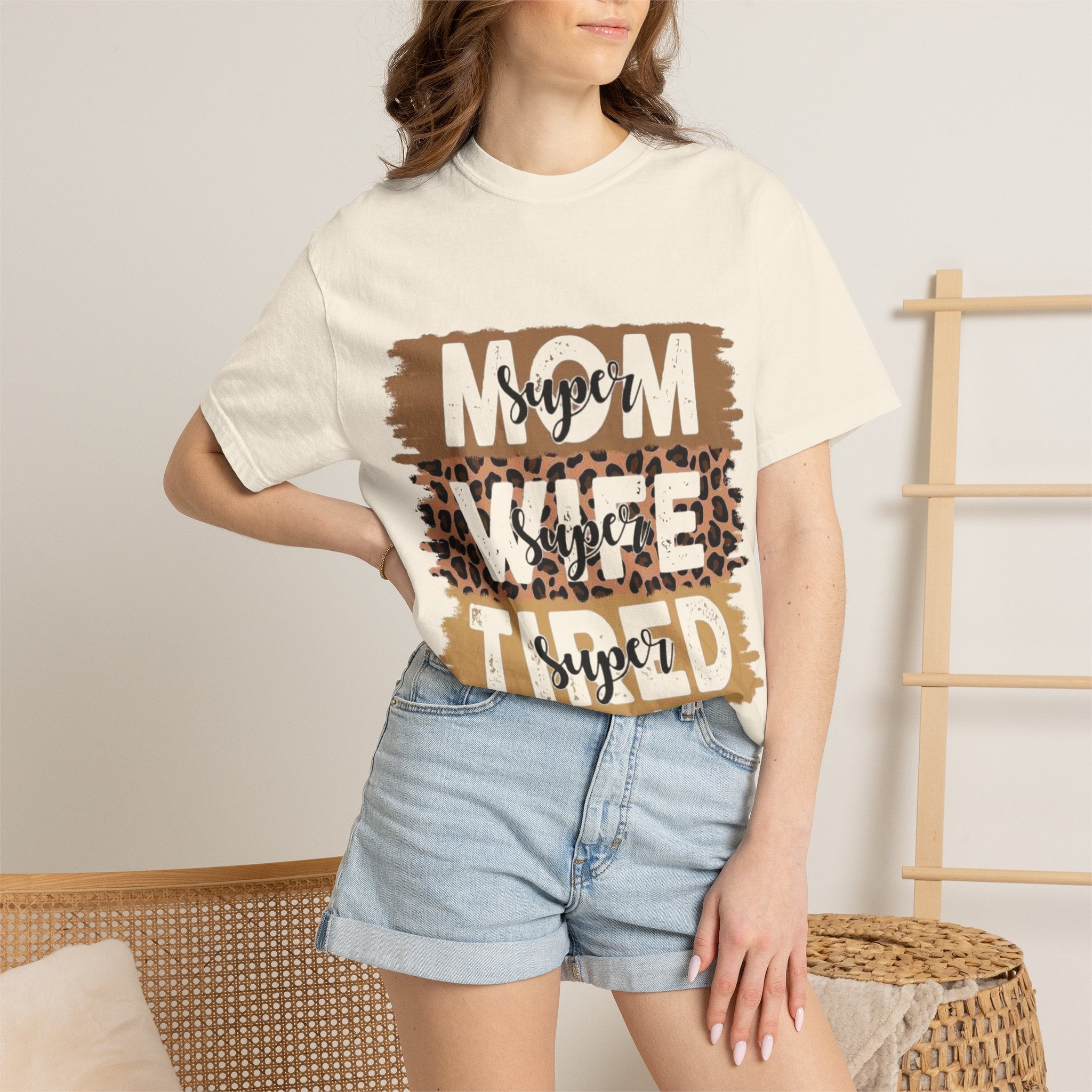 Mom Vibes T-Shirt — Super Tired Leopard Graphic Tee