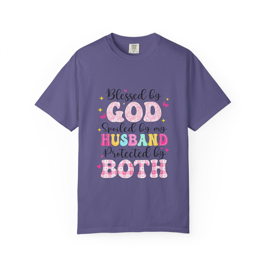 Blessed by God, Spoiled & Protected by Husband — Christian Couple T-Shirt