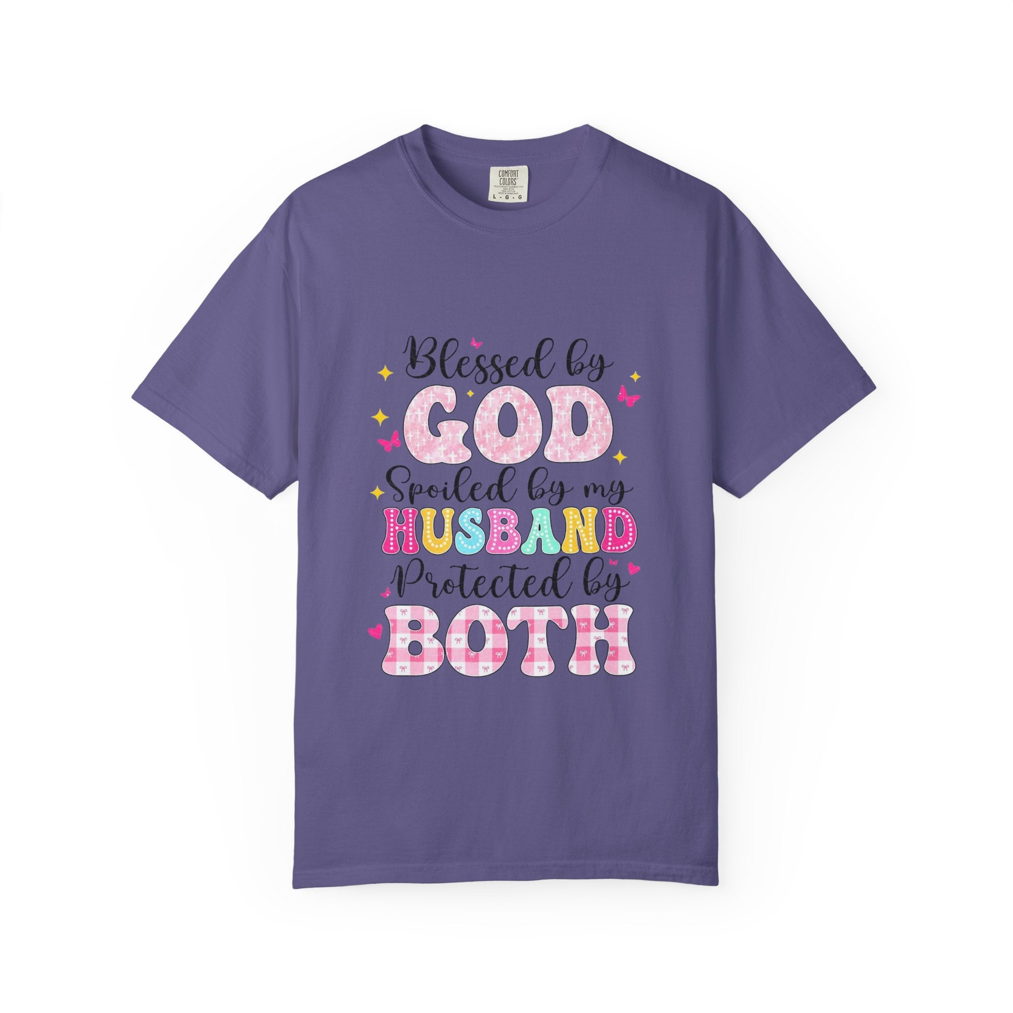 Blessed by God, Spoiled & Protected by Husband — Christian Couple T-Shirt