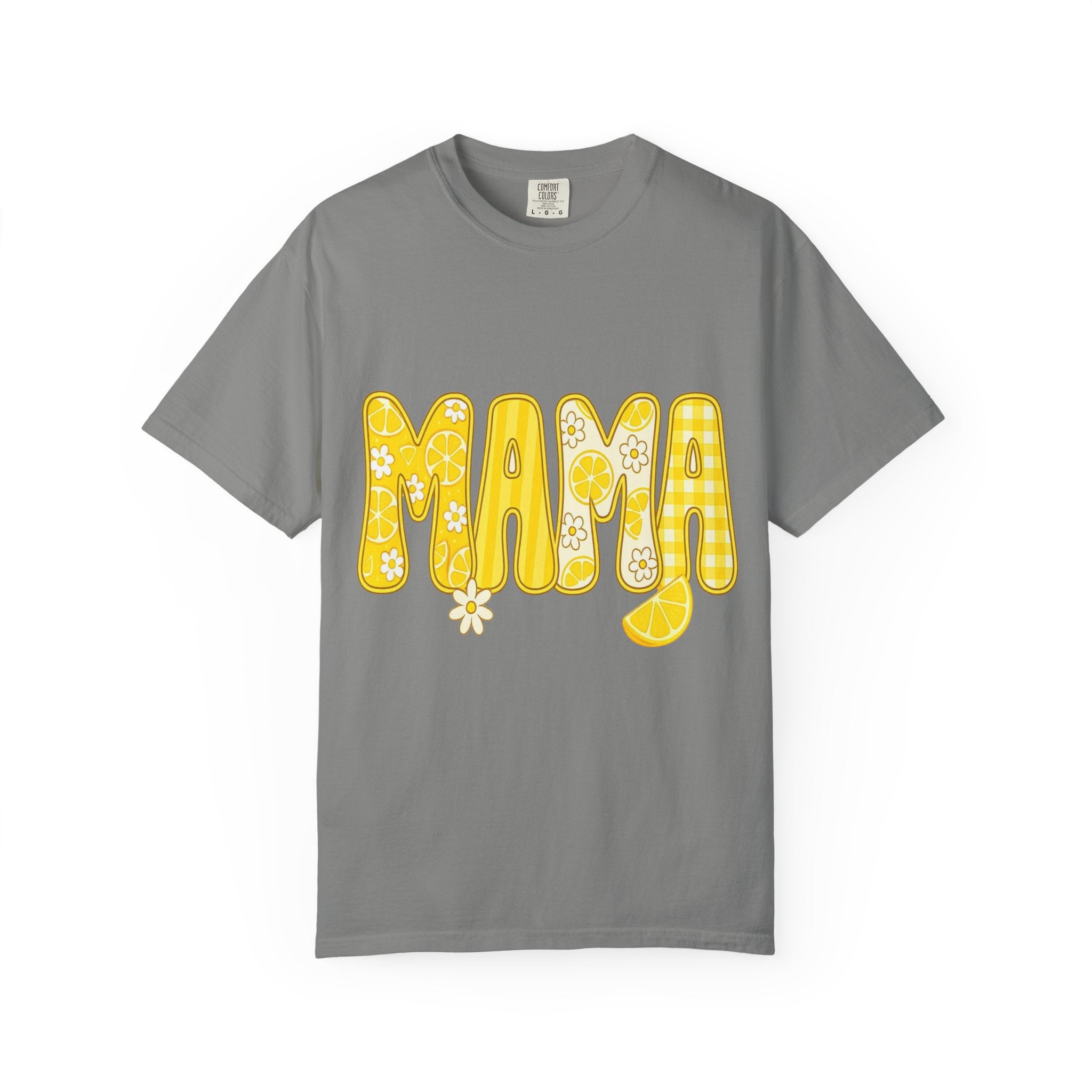 Mama Floral Lemon T-Shirt — Retro Yellow 'MAMA' Graphic Tee for Moms