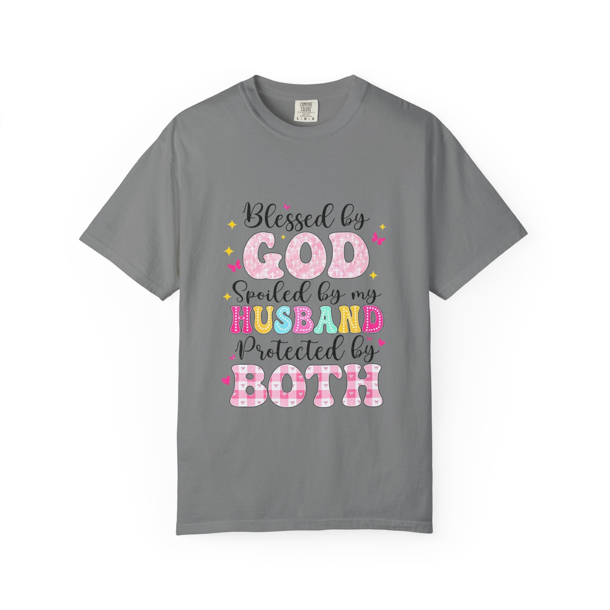 Blessed by God, Spoiled & Protected by Husband — Christian Couple T-Shirt