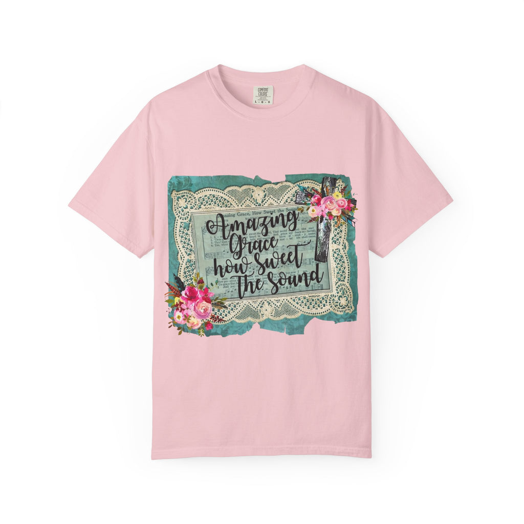 Amazing Grace Floral T-Shirt — 'Amazing Grace How Sweet the Sound' Vintage Christian Tee