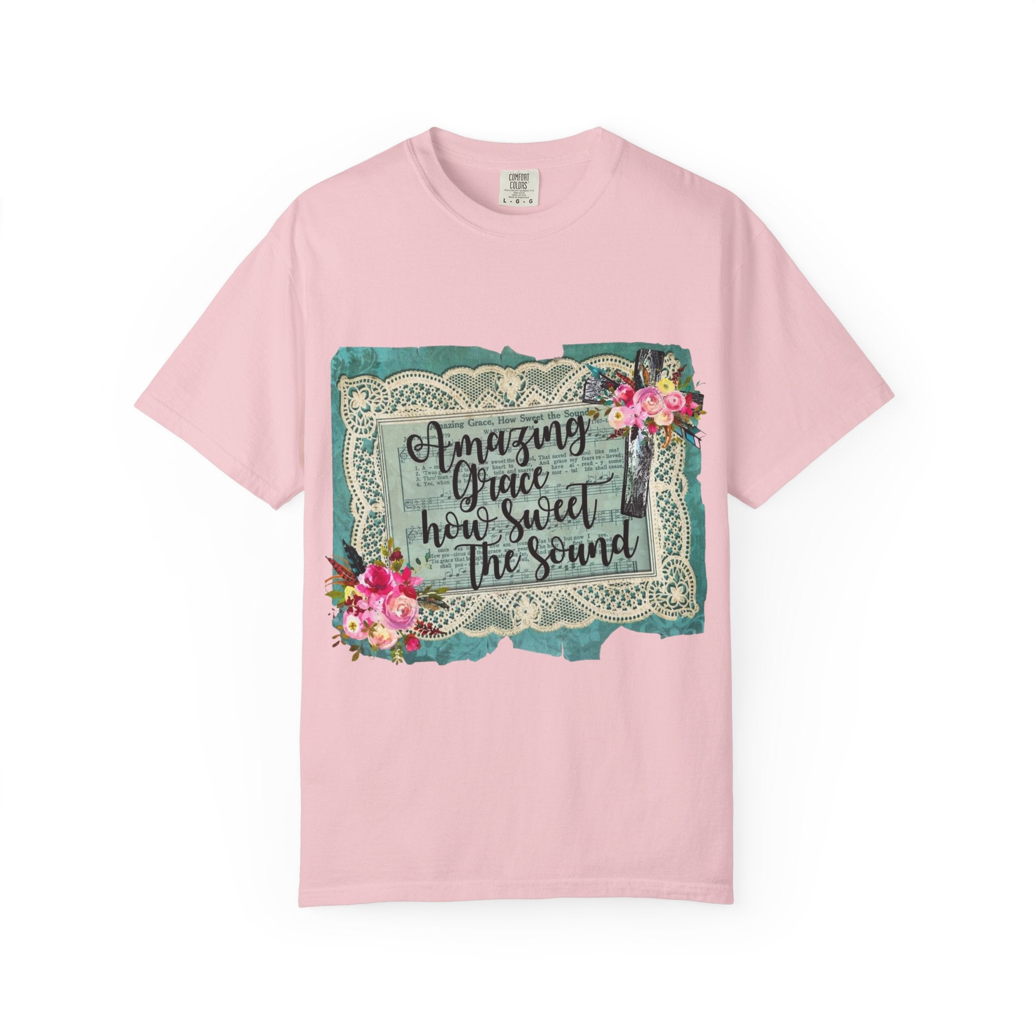 Amazing Grace Floral T-Shirt — 'Amazing Grace How Sweet the Sound' Vintage Christian Tee
