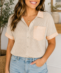 Apricot Waffle Button Shirt