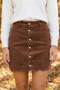 Coffee Button Corduroy Skirt RTS