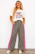 Wild Leopard Lace Detail Pants RTS