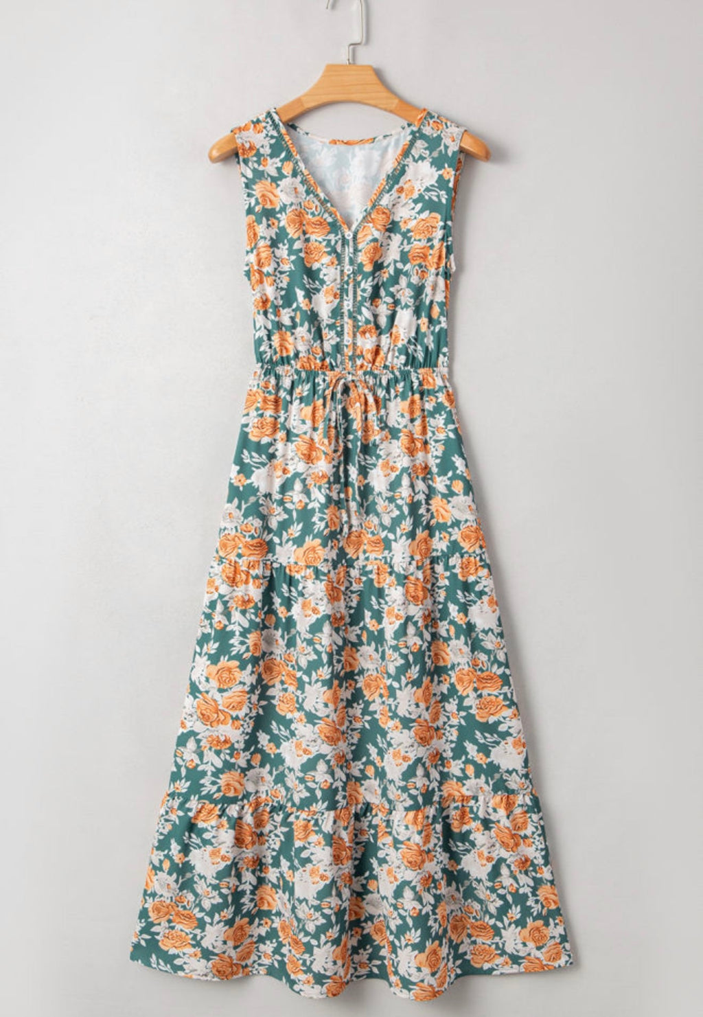 Green Floral Print Dress RTS