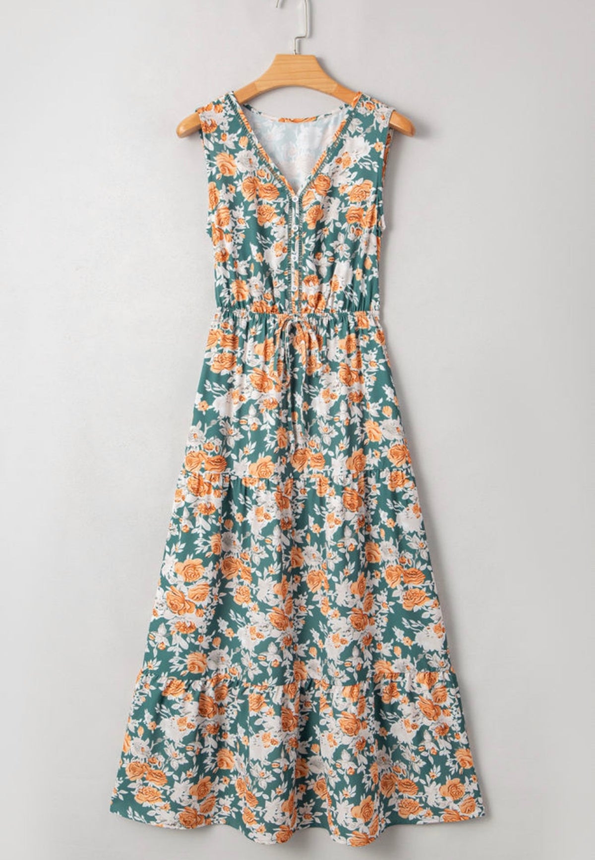 Green Floral Print Dress RTS