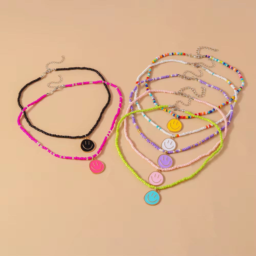 Smiley Beaded Necklace RTS