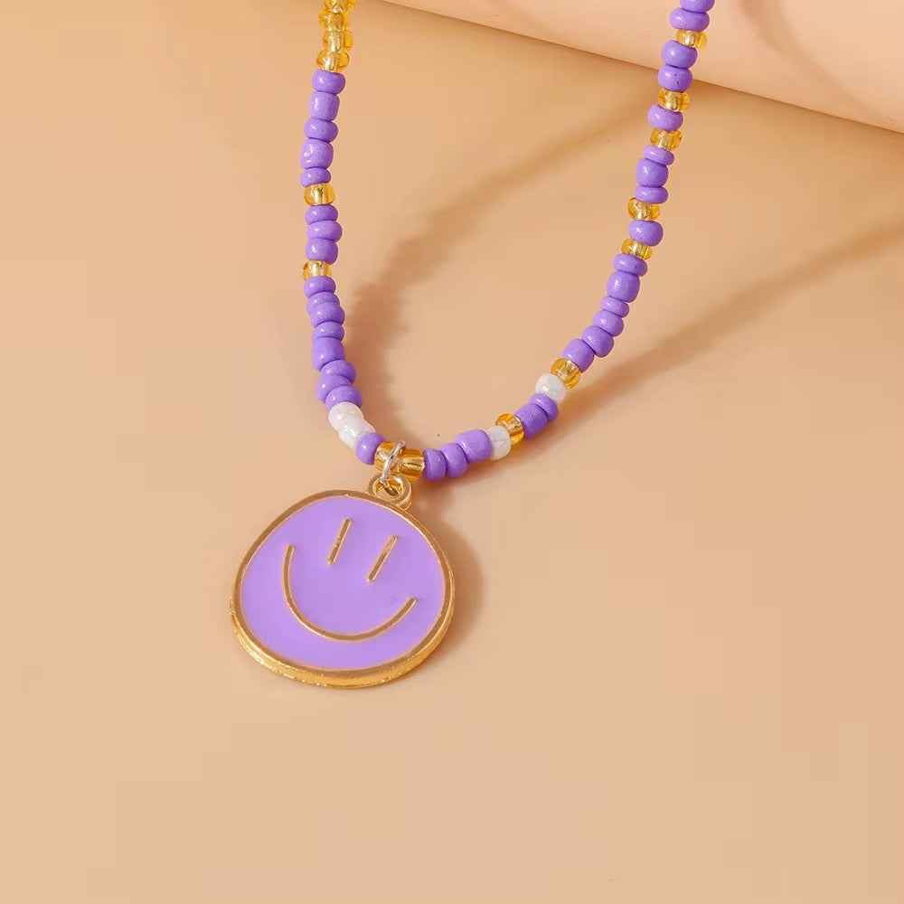 Smiley Beaded Necklace RTS