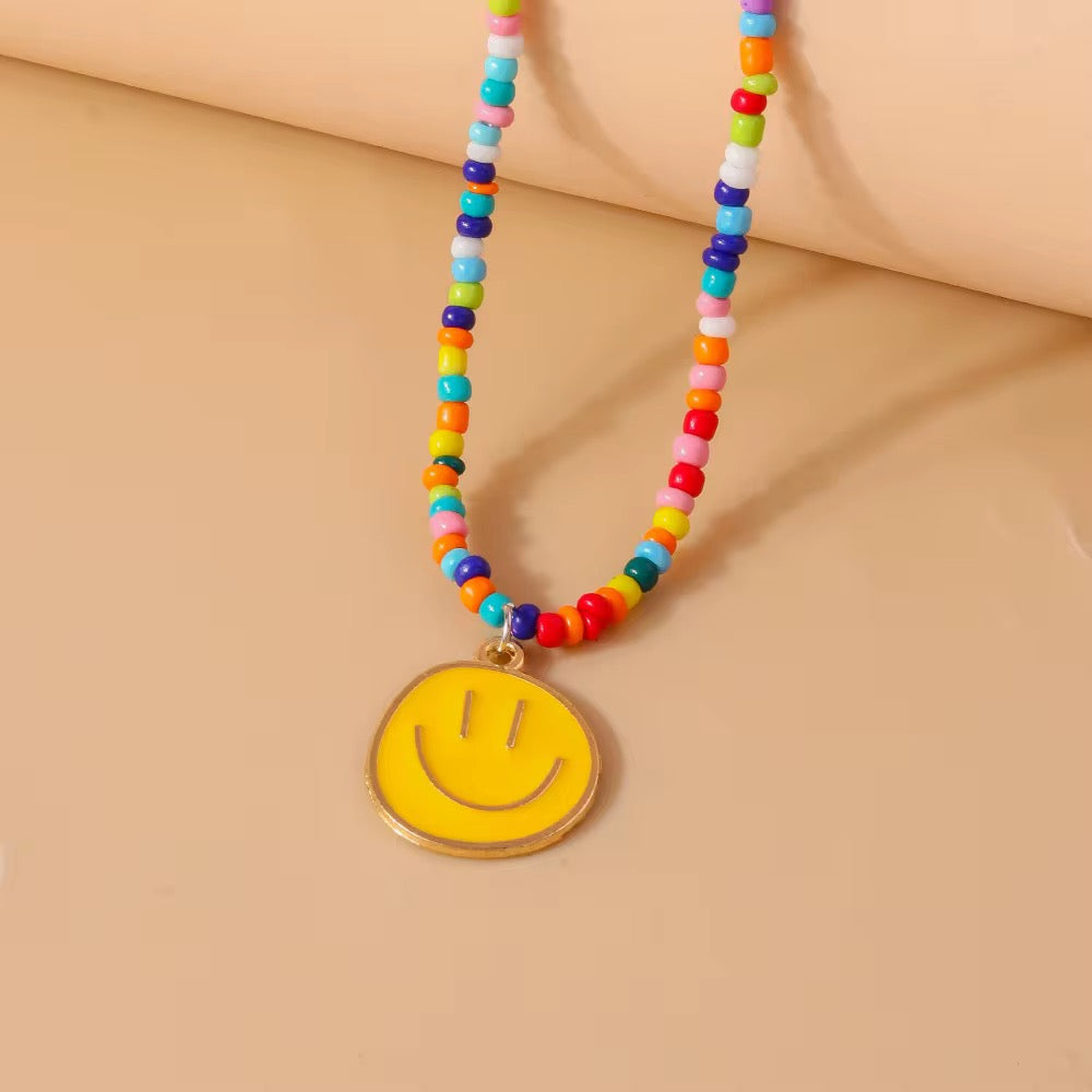 Smiley Beaded Necklace RTS