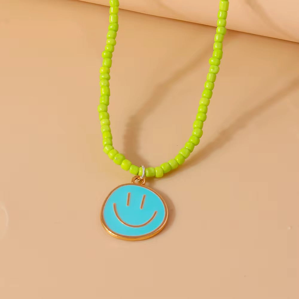 Smiley Beaded Necklace RTS