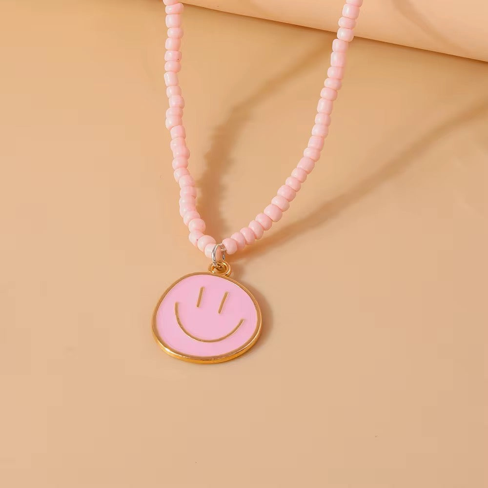 Smiley Beaded Necklace RTS