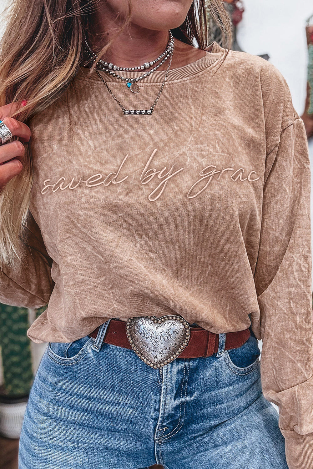 Saved by Grace Embroidery Sweatshirt *multiple colors* RTS