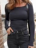 Black Boat Neck Long Sleeve Top RTS
