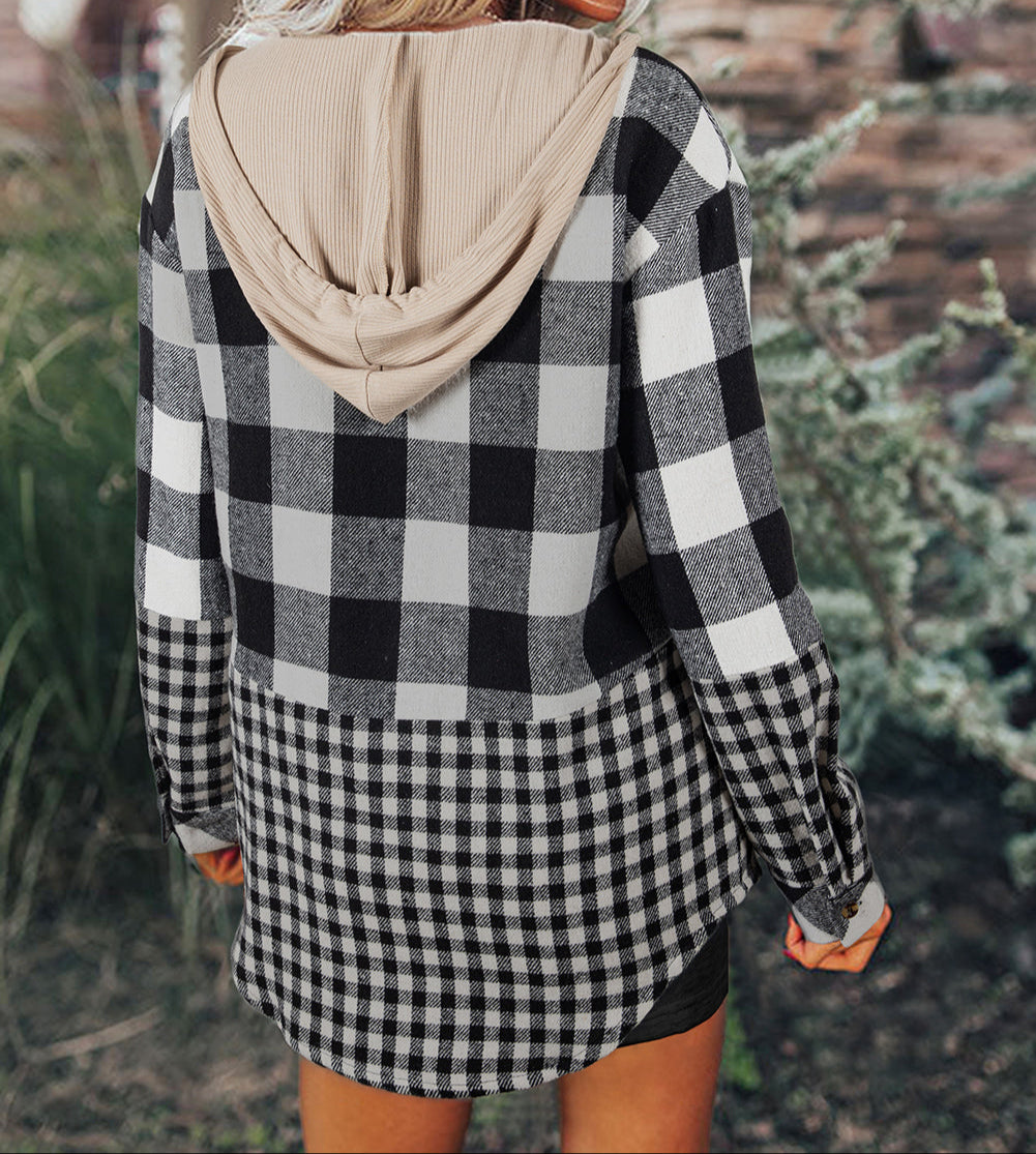Black Double Plaid Shacket RTS